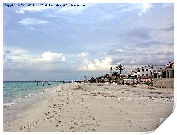 Puerto Morelos Beach and Lighthouses Print by Paul Williams