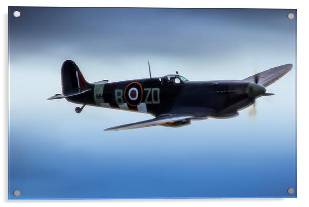 Spitfire in Flight Acrylic by Dean Messenger