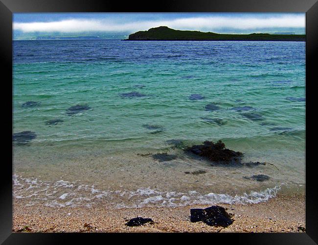 Coral Beach, Skye, landscape Scotland Framed Print by Linda More