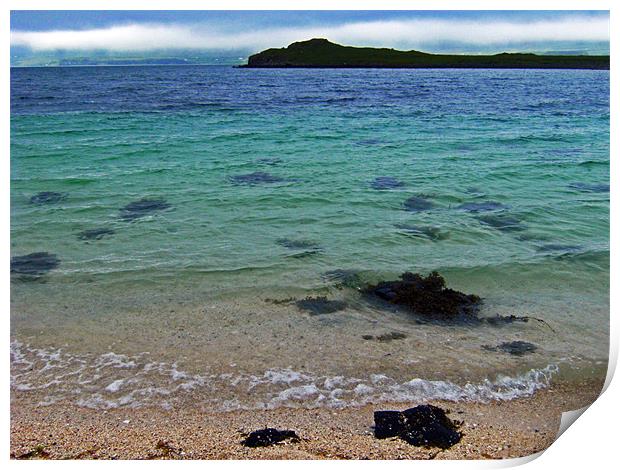 Coral Beach, Skye, landscape Scotland Print by Linda More