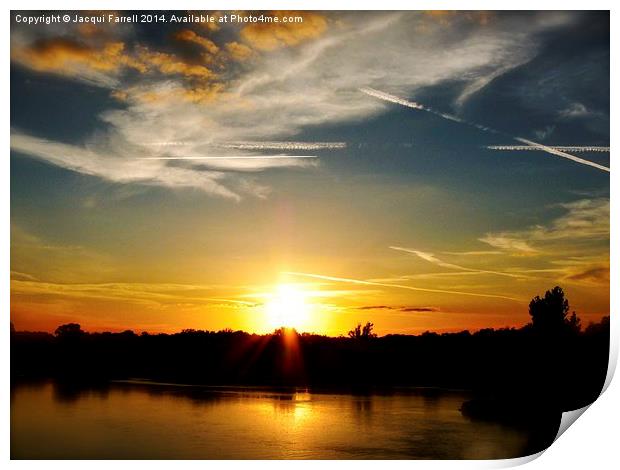 Sunset over the Loire Valley Print by Jacqui Farrell