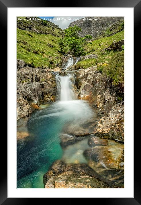 Watkin Path Waterfall Snowdonia Wales Framed Mounted Print by Adrian Evans