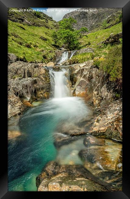 Watkin Path Waterfall Snowdonia Wales Framed Print by Adrian Evans