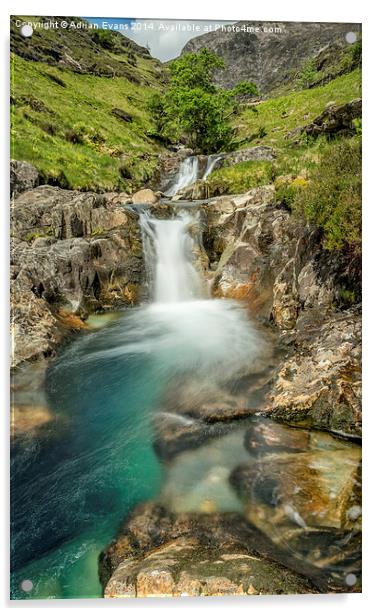 Watkin Path Waterfall Snowdonia Wales Acrylic by Adrian Evans