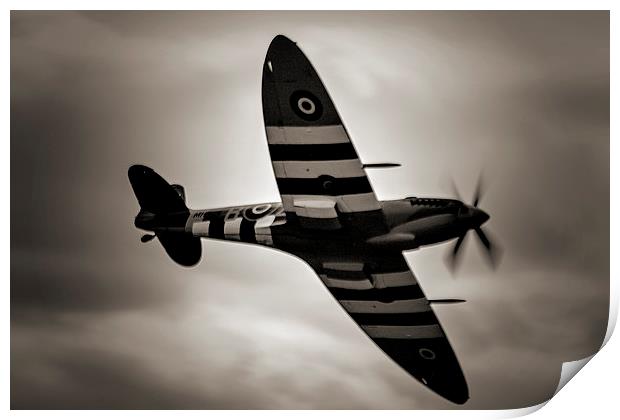 Spitfire Black and White Print by Dean Messenger