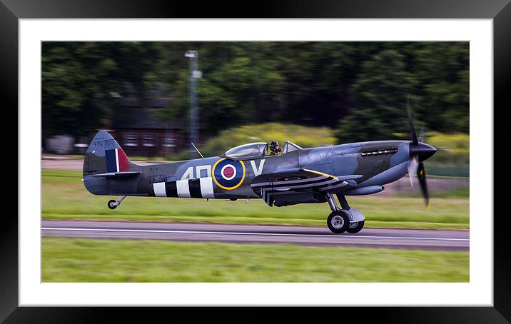 Spitfire Touchdown Framed Mounted Print by Dean Messenger