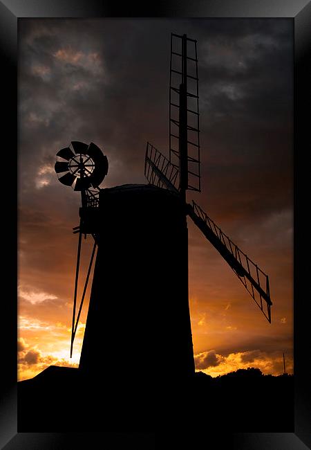 Horsey Windmill Stormy Sunset Framed Print by Duncan Monk
