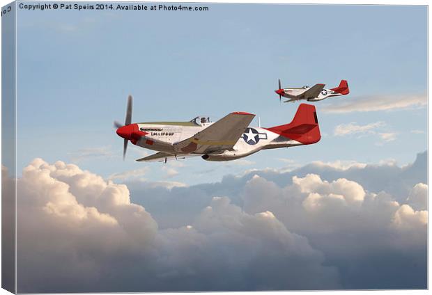 P51 Mustang - Red Tails Canvas Print by Pat Speirs