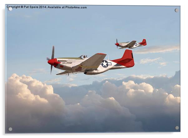 P51 Mustang - Red Tails Acrylic by Pat Speirs