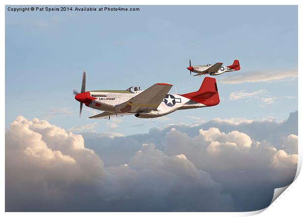 P51 Mustang - Red Tails Print by Pat Speirs