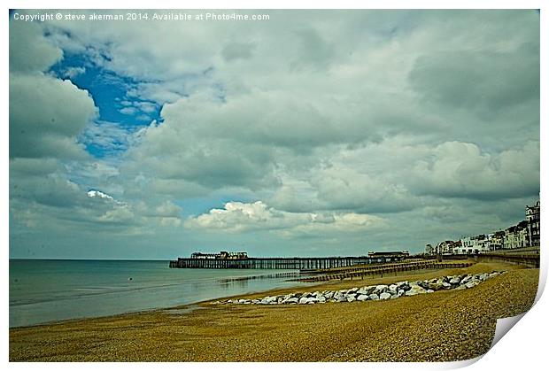 Hastings pier waiting for storms Print by steve akerman