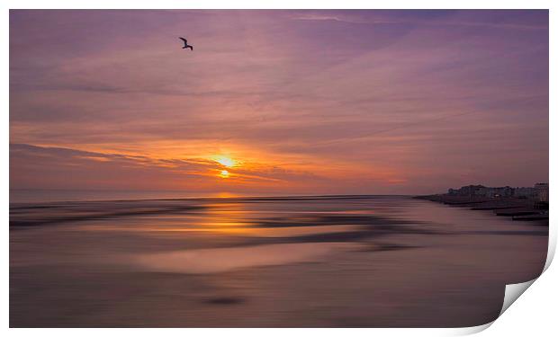 Worthing Beach Sunset Print by Clive Eariss