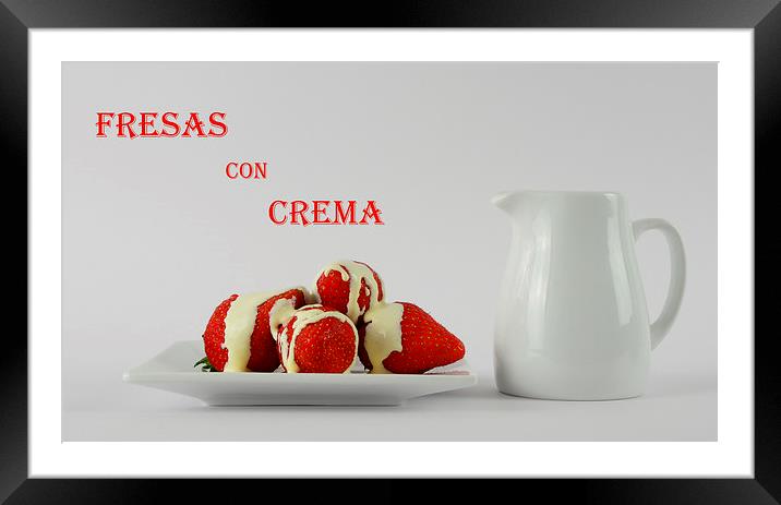 Fresas con crema Framed Mounted Print by Fine art by Rina