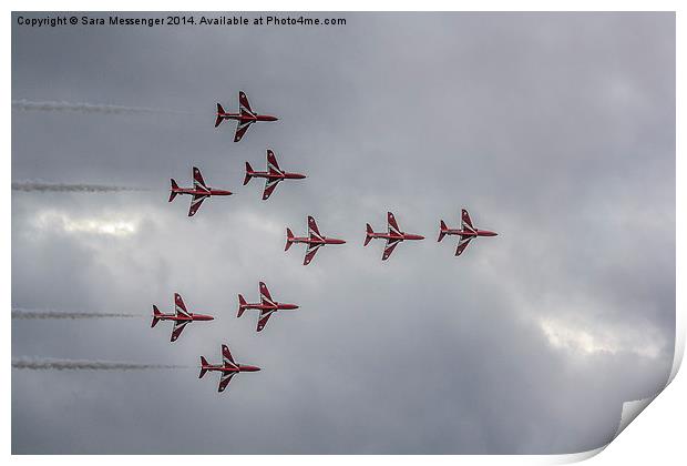 Red arrows Concorde formation Print by Sara Messenger