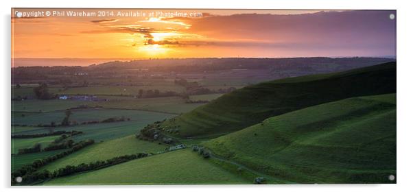 Sunset from Roundway Hill Acrylic by Phil Wareham