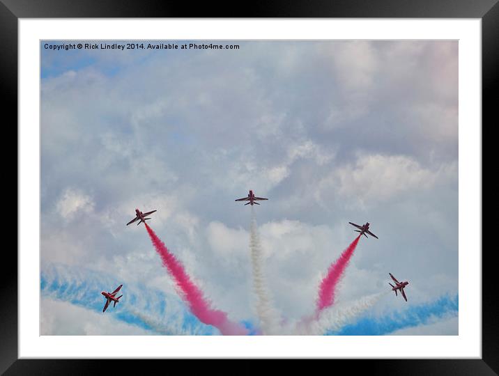 Red arrows break Framed Mounted Print by Rick Lindley