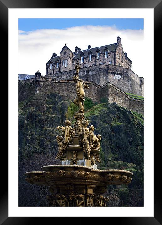 Edinburgh Castle and Ross fountain Framed Mounted Print by Linda More