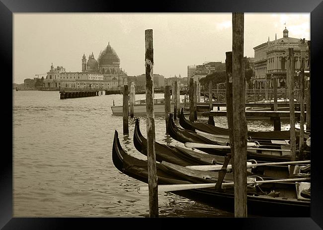 Venice lagoon gondolas Framed Print by Linda More