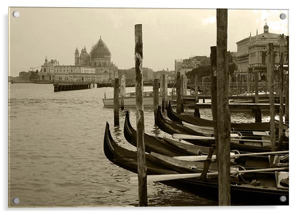 Venice lagoon gondolas Acrylic by Linda More