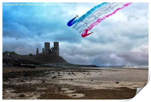 Red Arrows over Reculver Print by Thanet Photos