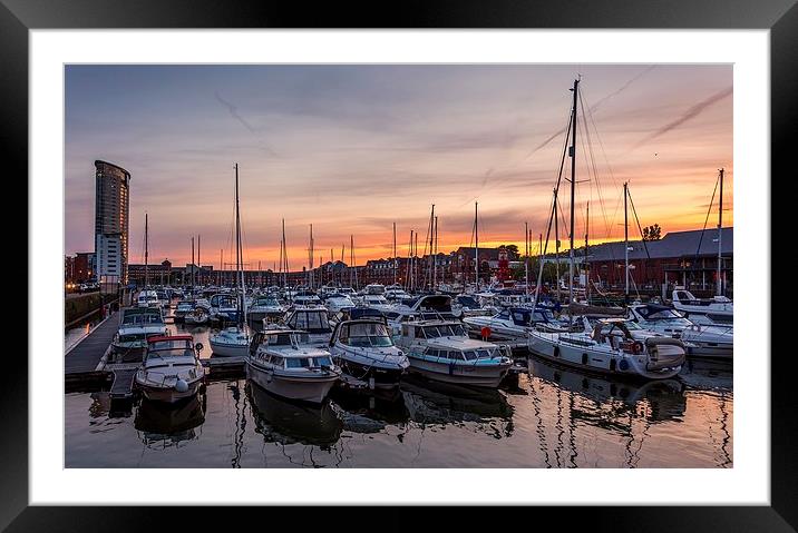 Sunset at Swansea Marina Framed Mounted Print by Dean Merry
