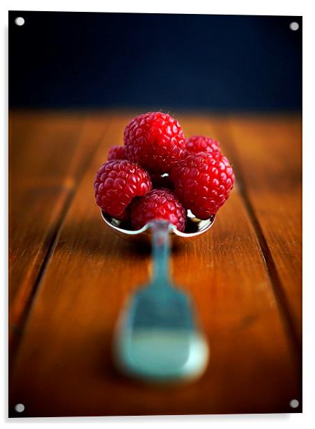 Delicious raspberries Acrylic by Rachael Drake