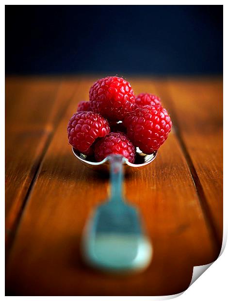 Delicious raspberries Print by Rachael Drake