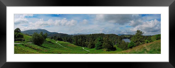langdale tarn how panorma Framed Mounted Print by eric carpenter