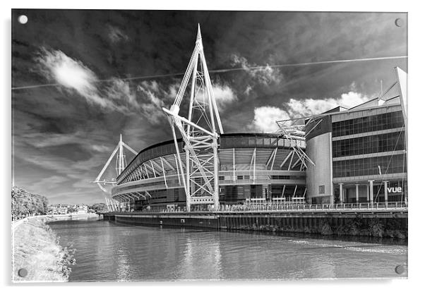 Wales Millennium Stadium 1 Mono Acrylic by Steve Purnell