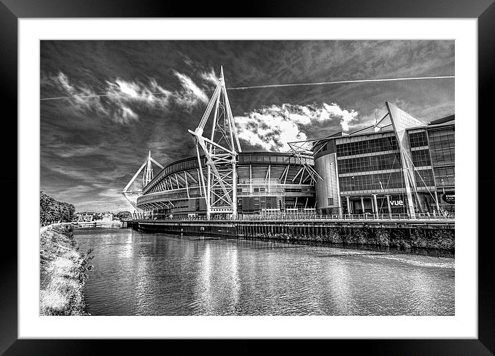 Wales Millennium Stadium 3 Mono Framed Mounted Print by Steve Purnell