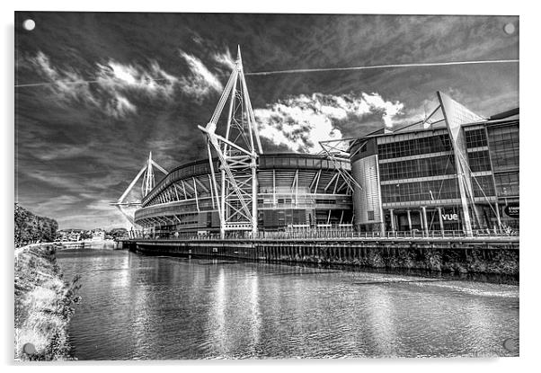 Wales Millennium Stadium 3 Mono Acrylic by Steve Purnell