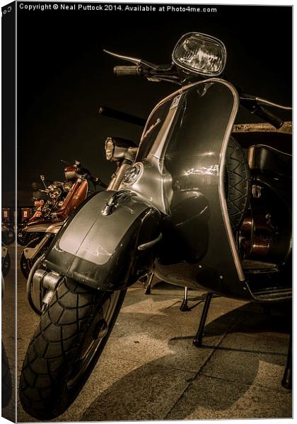Scooter at Night Canvas Print by Neal P