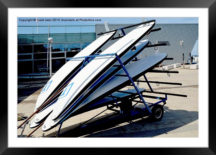 Surfboards stacked on a storage sled Framed Mounted Print by Frank Irwin