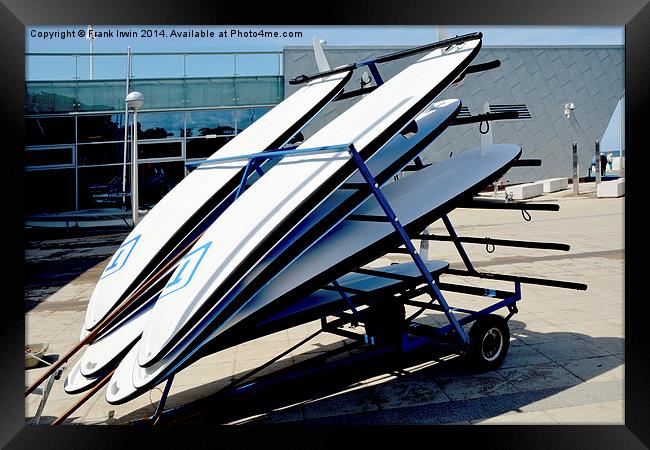Surfboards stacked on a storage sled Framed Print by Frank Irwin