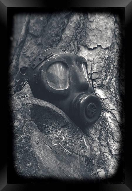 gas mask Framed Print by carin severn