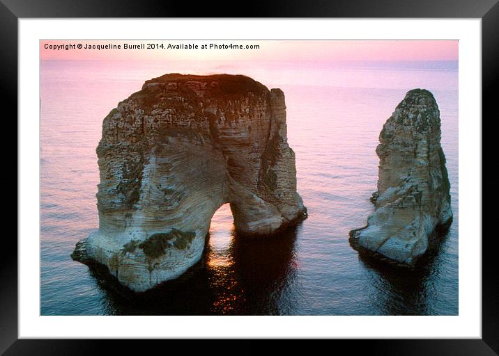 The Pigeon Rocks of Beirut Framed Mounted Print by Jacqueline Burrell
