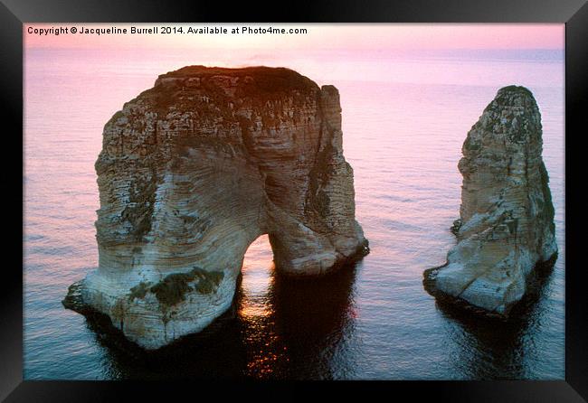 The Pigeon Rocks of Beirut Framed Print by Jacqueline Burrell