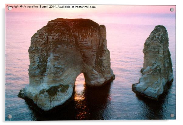 The Pigeon Rocks of Beirut Acrylic by Jacqueline Burrell