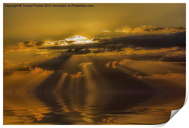 Sunset over wind farm Print by Thanet Photos