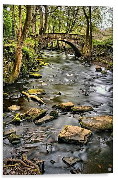 River Rivelin & Roscoe Bridge Acrylic by Darren Galpin