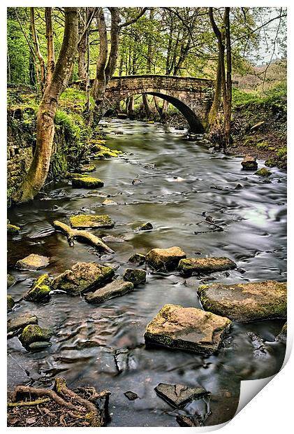 River Rivelin & Roscoe Bridge Print by Darren Galpin