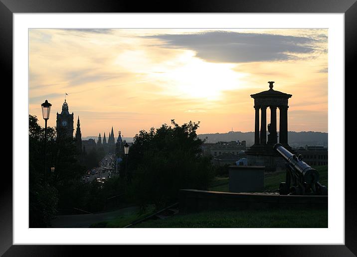 Edinburgh skyline and Calton Hill Framed Mounted Print by Linda More