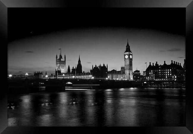 Big Ben and the houses of Parliament  bw Framed Print by David French
