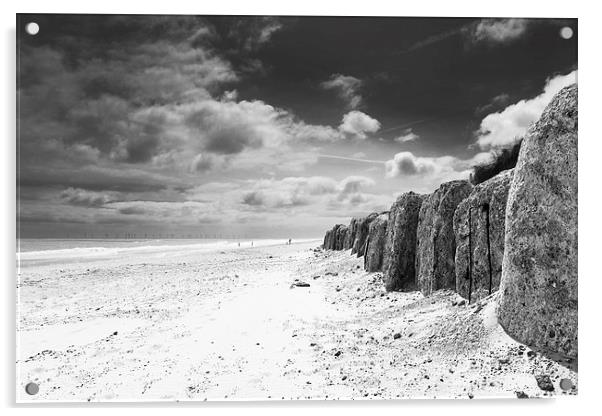 Hemsby Beach and Sea Defences Acrylic by Stephen Mole