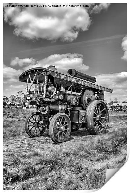 Showmans Engine "Lord Nelson" Black and White Print by Avril Harris