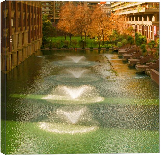 Barbican London Fountains Canvas Print by Clive Eariss