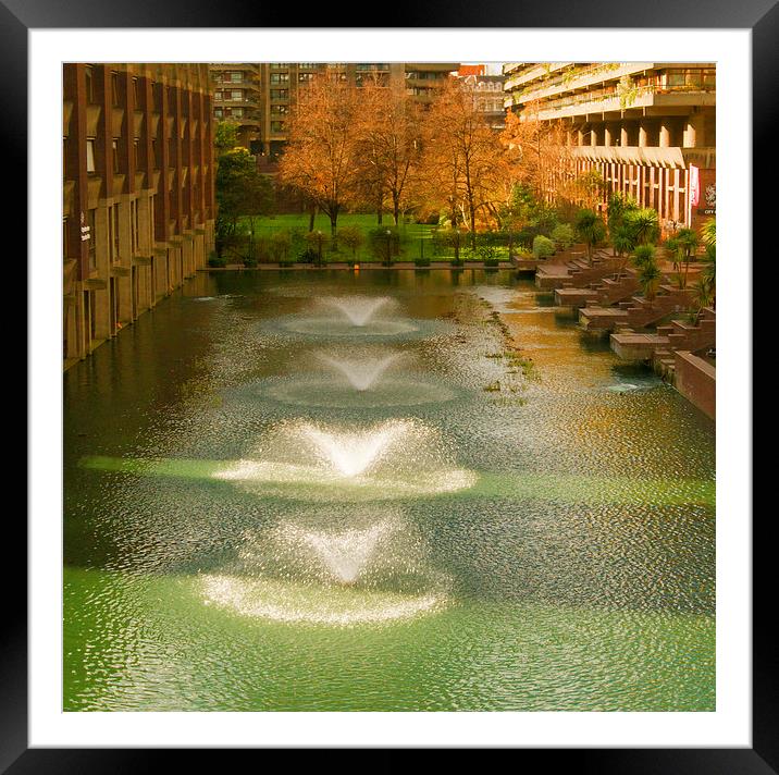 Barbican London Fountains Framed Mounted Print by Clive Eariss