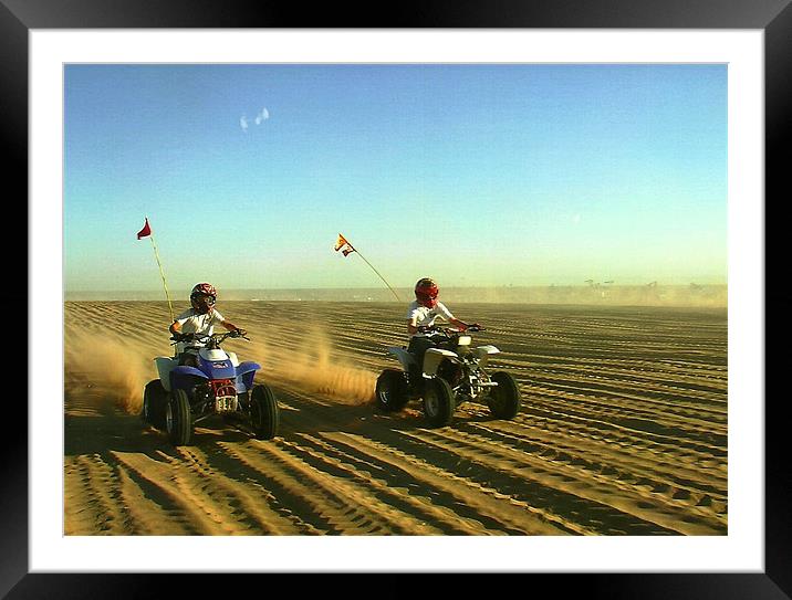Two Riders at the Dunes Framed Mounted Print by Diane Brause