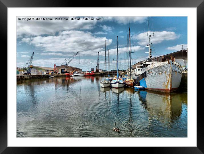Glasson Dock Framed Mounted Print by Lilian Marshall