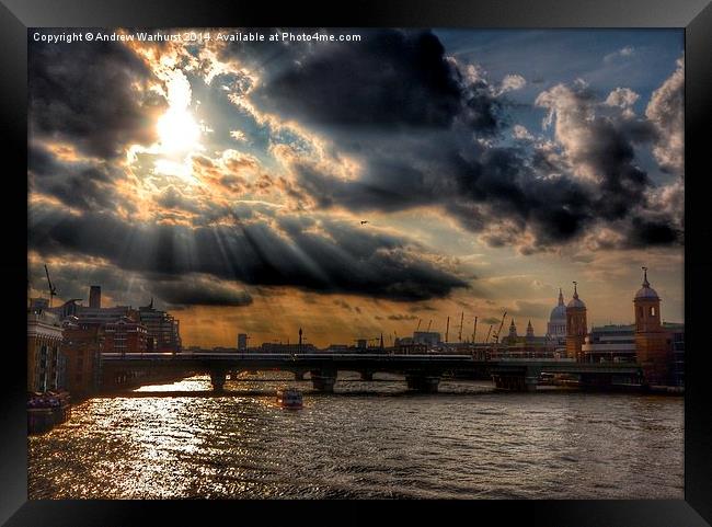 Thames sun Framed Print by Andrew Warhurst